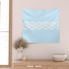 Coastal Minimalist Mid Century Modern Fish in Cool Light Blue White Brown Wall Tapestry Gallery Image 2