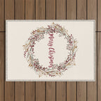 Merry Christmas Wreath Outdoor Rug Gallery Image 1