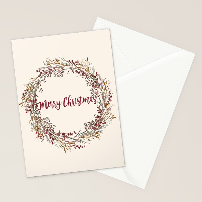 Merry Christmas Wreath Stationery Card Gallery Image 2