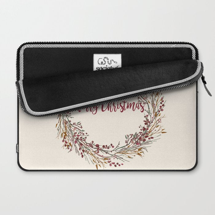 Merry Christmas Wreath Laptop Sleeve Gallery Image 2
