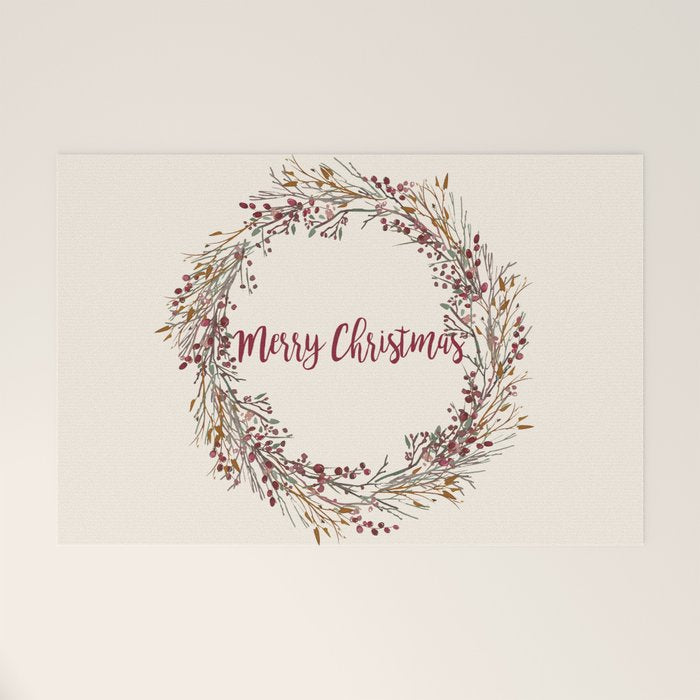 Merry Christmas Wreath Welcome Mat Gallery Image 1