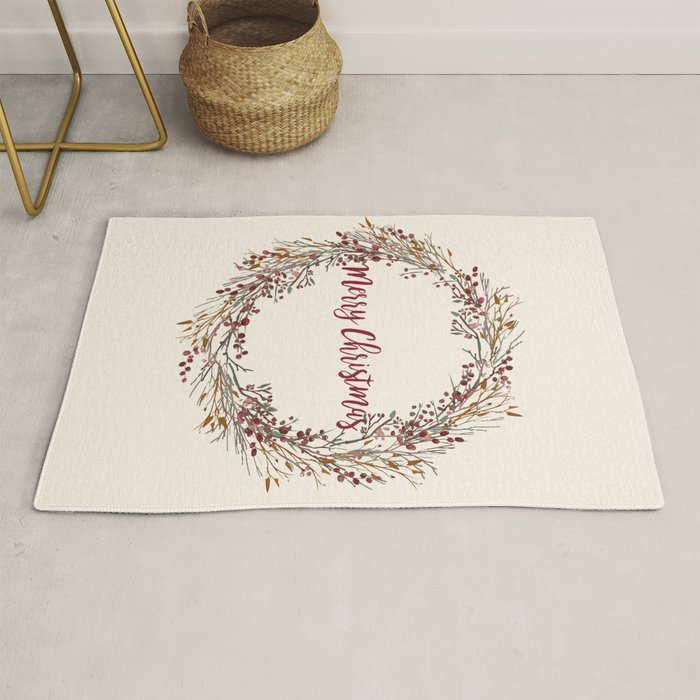 Merry Christmas Wreath Rug Gallery Image 1