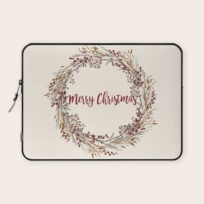 Merry Christmas Wreath Laptop Sleeve