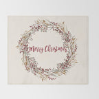 Merry Christmas Wreath Throw Blanket Gallery Image 2