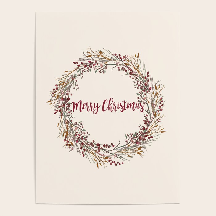 Merry Christmas Wreath Poster Gallery Image 4