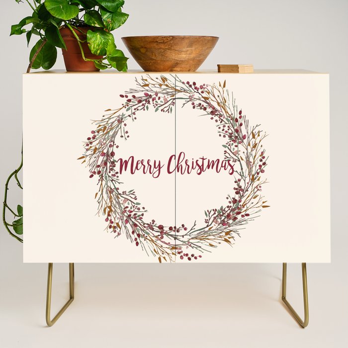 Merry Christmas Wreath Credenza Gallery Image 1