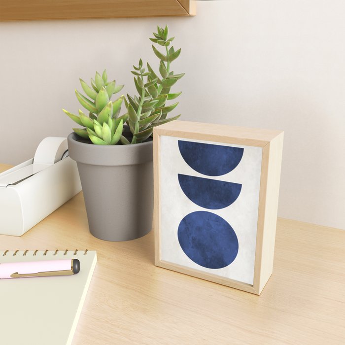 Mid Century Modern Navy Blue Circle Semi CircleWarm Neutral Tones Mini Art Print Gallery Image 2