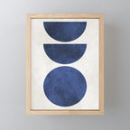 Mid Century Modern Navy Blue Circle Semi CircleWarm Neutral Tones Mini Art Print Gallery Image 1