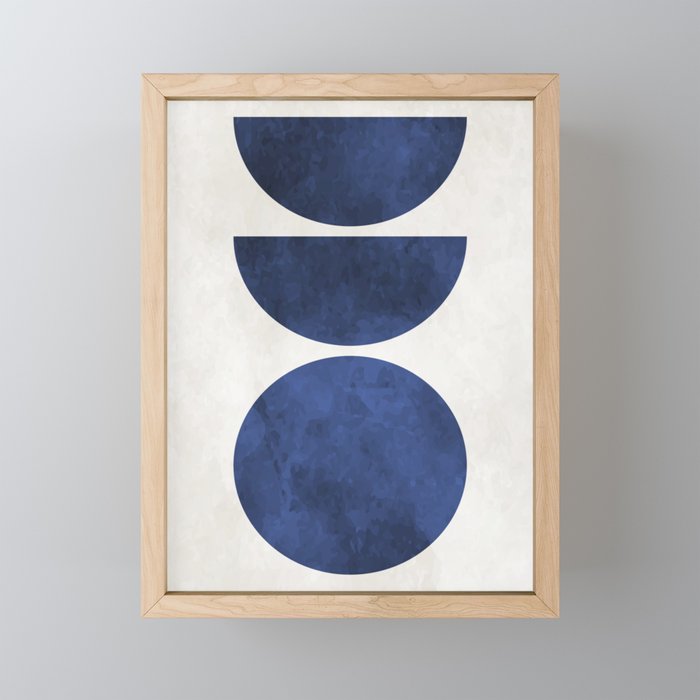 Mid Century Modern Navy Blue Circle Semi CircleWarm Neutral Tones Mini Art Print Gallery Image 1