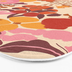 Bold Retro Bloom Collage in Sunset Tones Maximalist Floral Pattern Bath Mat Gallery Image 3