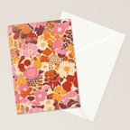 Bold Retro Bloom Collage in Sunset Tones Maximalist Floral Pattern Stationery Card Gallery Image 2