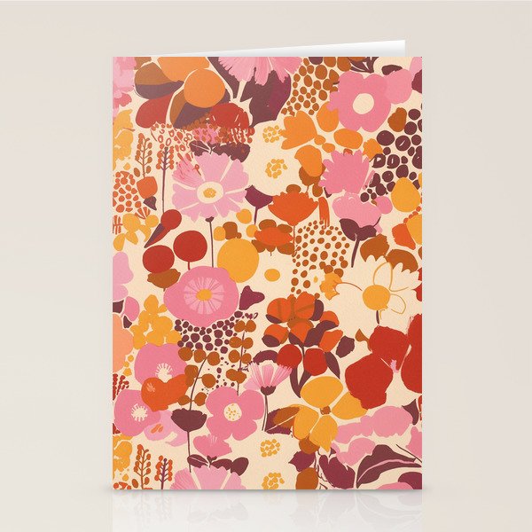 Bold Retro Bloom Collage in Sunset Tones Maximalist Floral Pattern Stationery Card Gallery Image 2