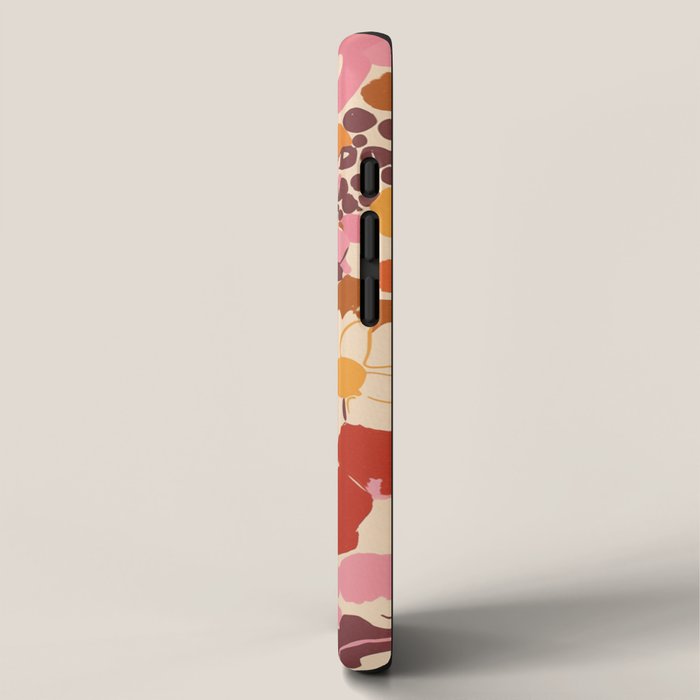 Bold Retro Bloom Collage in Sunset Tones Maximalist Floral Pattern iPhone Case Gallery Image 2