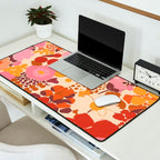 Bold Retro Bloom Collage in Sunset Tones Maximalist Floral Pattern Desk Mat Gallery Image 2