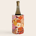Bold Retro Bloom Collage in Sunset Tones Maximalist Floral Pattern Wine Chiller Gallery Image 1