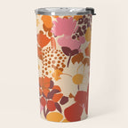 Bold Retro Bloom Collage in Sunset Tones Maximalist Floral Pattern Travel Mug Gallery Image 2