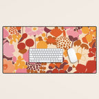 Bold Retro Bloom Collage in Sunset Tones Maximalist Floral Pattern Desk Mat Gallery Image 1