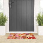 Bold Retro Bloom Collage in Sunset Tones Maximalist Floral Pattern Welcome Mat Gallery Image 3
