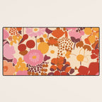 Bold Retro Bloom Collage in Sunset Tones Maximalist Floral Pattern Desk Mat Gallery Image 3