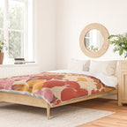 Bold Retro Bloom Collage in Sunset Tones Maximalist Floral Pattern Duvet Cover Gallery Image 2