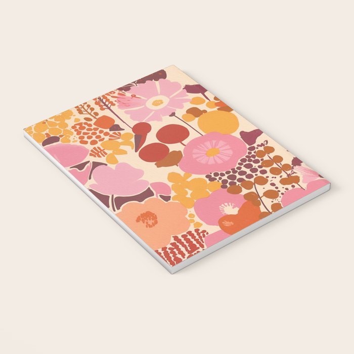 Bold Retro Bloom Collage in Sunset Tones Maximalist Floral Pattern Notebook Gallery Image 3