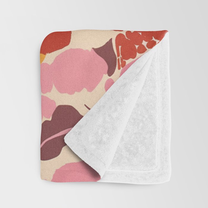 Bold Retro Bloom Collage in Sunset Tones Maximalist Floral Pattern Throw Blanket Gallery Image 3