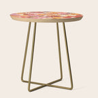 Bold Retro Bloom Collage in Sunset Tones Maximalist Floral Pattern Side Table Gallery Image 1