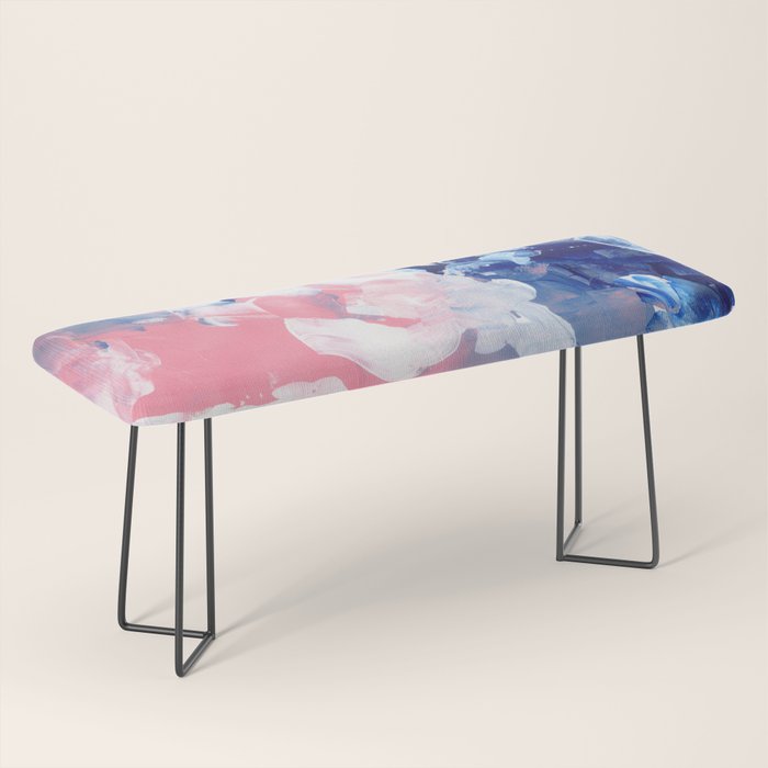 Ejaaz Haniff Abstract Acrylic Palette Knife Painting Blue Pink: 'Summer Storm' Bench Gallery Image 1