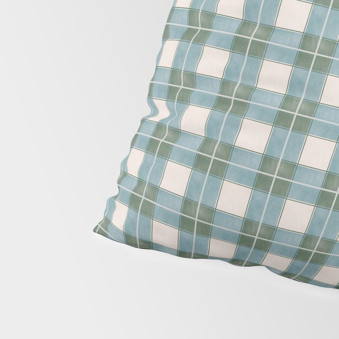 Green, Blue, and Ivory Traditional Plaid Pattern Pillow Sham Gallery Image 4
