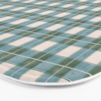 Green, Blue, and Ivory Traditional Plaid Pattern Bath Mat Gallery Image 3