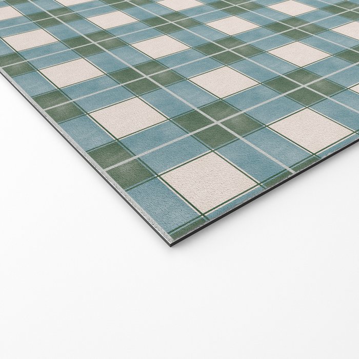 Green, Blue, and Ivory Traditional Plaid Pattern Welcome Mat Gallery Image 2
