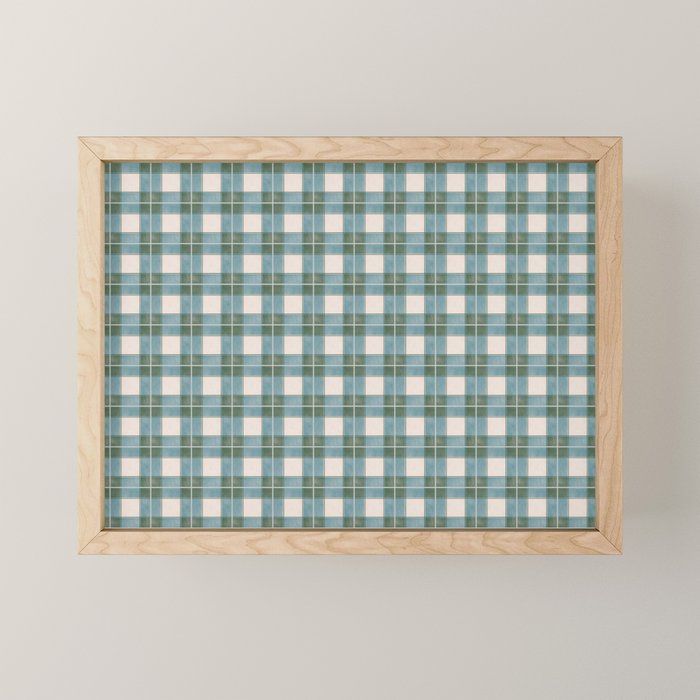 Green, Blue, and Ivory Traditional Plaid Pattern Mini Art Print Gallery Image 1