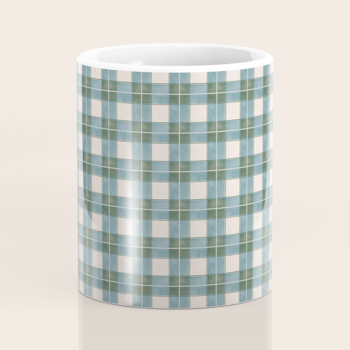 Green, Blue, and Ivory Traditional Plaid Pattern Coffee Mug Gallery Image 4