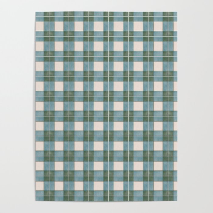 Green, Blue, and Ivory Traditional Plaid Pattern Poster Gallery Image 4