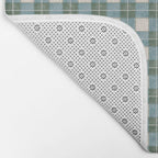Green, Blue, and Ivory Traditional Plaid Pattern Bath Mat Gallery Image 2