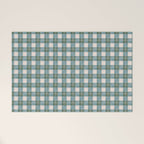 Green, Blue, and Ivory Traditional Plaid Pattern Welcome Mat Gallery Image 1