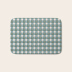 Green, Blue, and Ivory Traditional Plaid Pattern Bath Mat Gallery Image 1