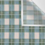 Green, Blue, and Ivory Traditional Plaid Pattern Wall Tapestry Gallery Image 3