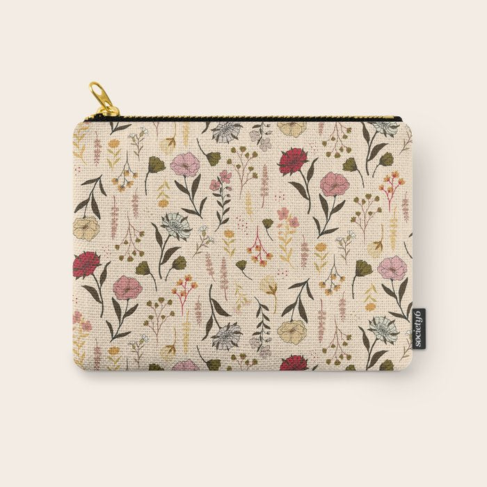 Spring Garden Flower Collection - Cream Carry All Pouch Gallery Image 1