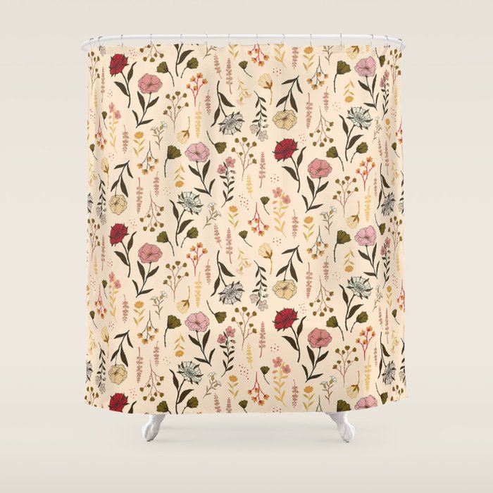 Spring Garden Flower Collection - Cream Shower Curtain Gallery Image 1