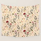 Spring Garden Flower Collection - Cream Wall Tapestry Gallery Image 4