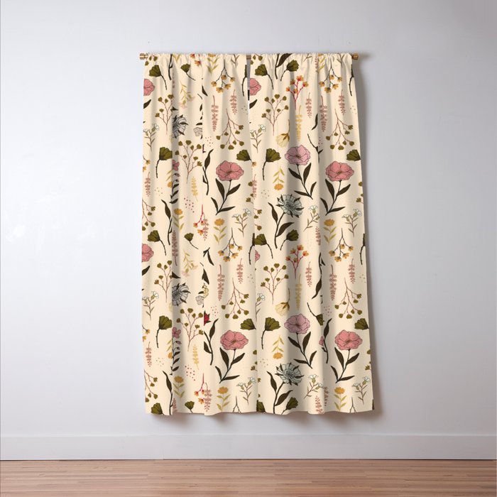 Spring Garden Flower Collection - Cream Window Curtain Gallery Image 3