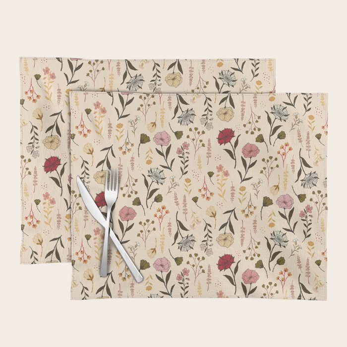 Spring Garden Flower Collection - Cream Placemat Gallery Image 1