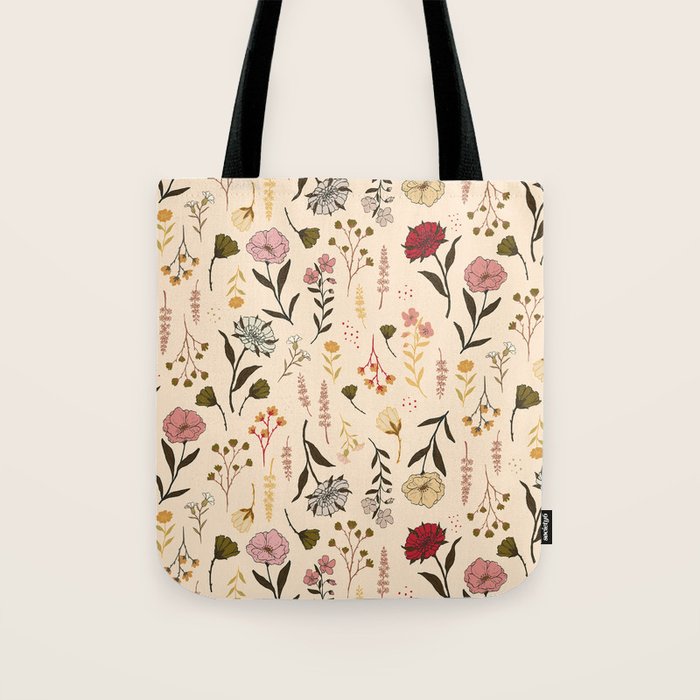 Spring Garden Flower Collection - Cream Tote Bag Gallery Image 1