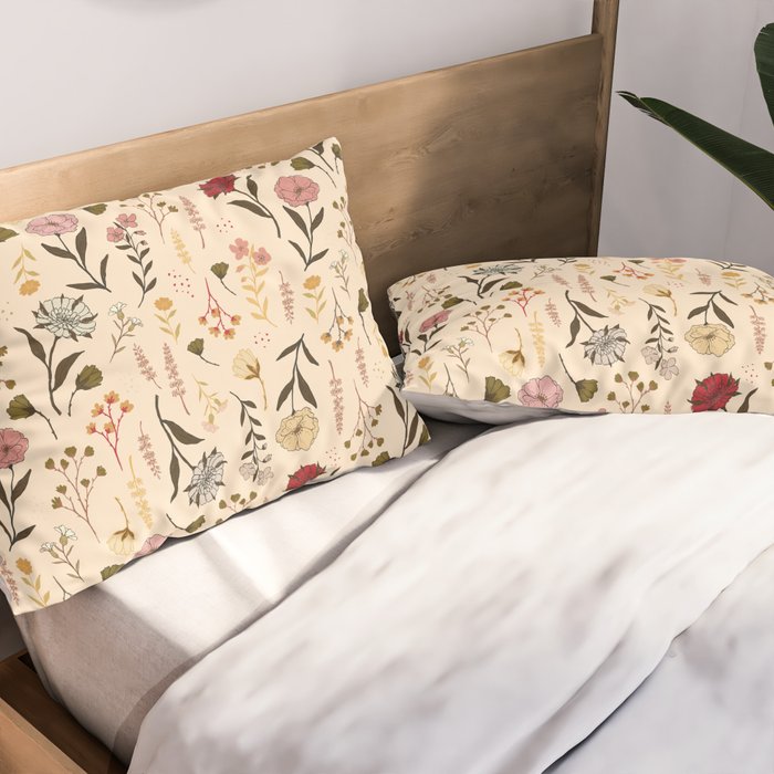 Spring Garden Flower Collection - Cream Pillow Sham Gallery Image 2