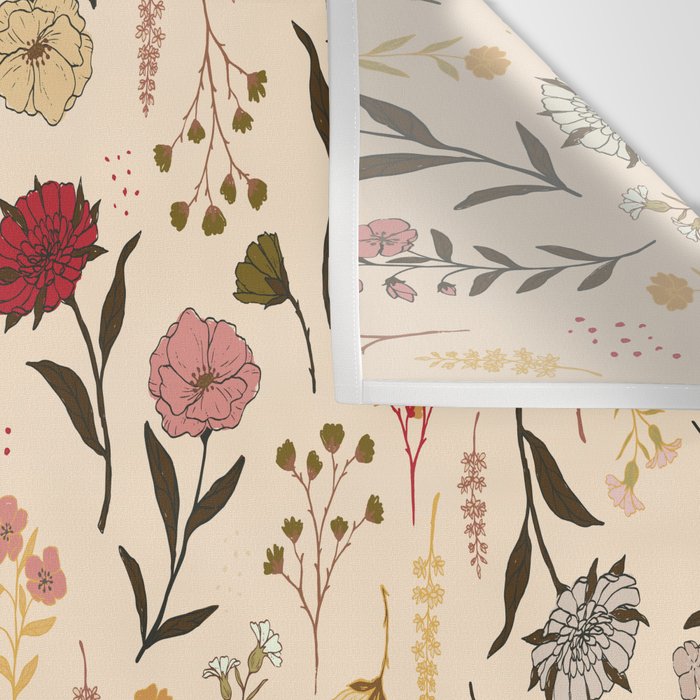 Spring Garden Flower Collection - Cream Wall Tapestry Gallery Image 3