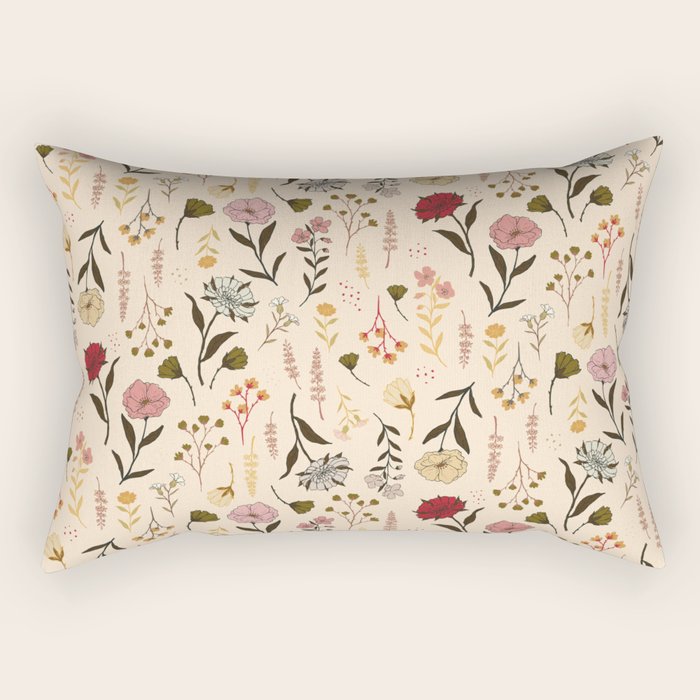 Spring Garden Flower Collection - Cream Rectangular Pillow Gallery Image 1