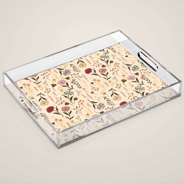Spring Garden Flower Collection - Cream Acrylic Tray Gallery Image 1