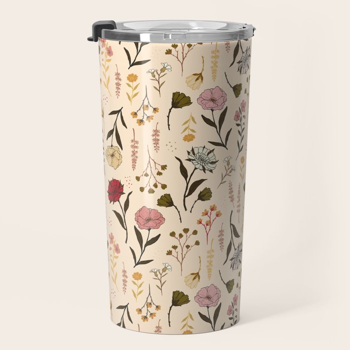 Spring Garden Flower Collection - Cream Travel Mug Gallery Image 3