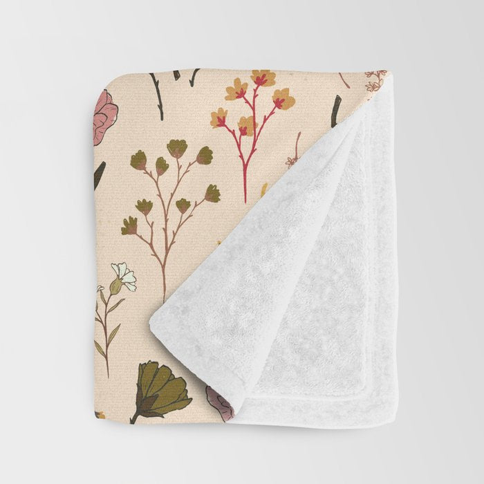 Spring Garden Flower Collection - Cream Throw Blanket Gallery Image 3